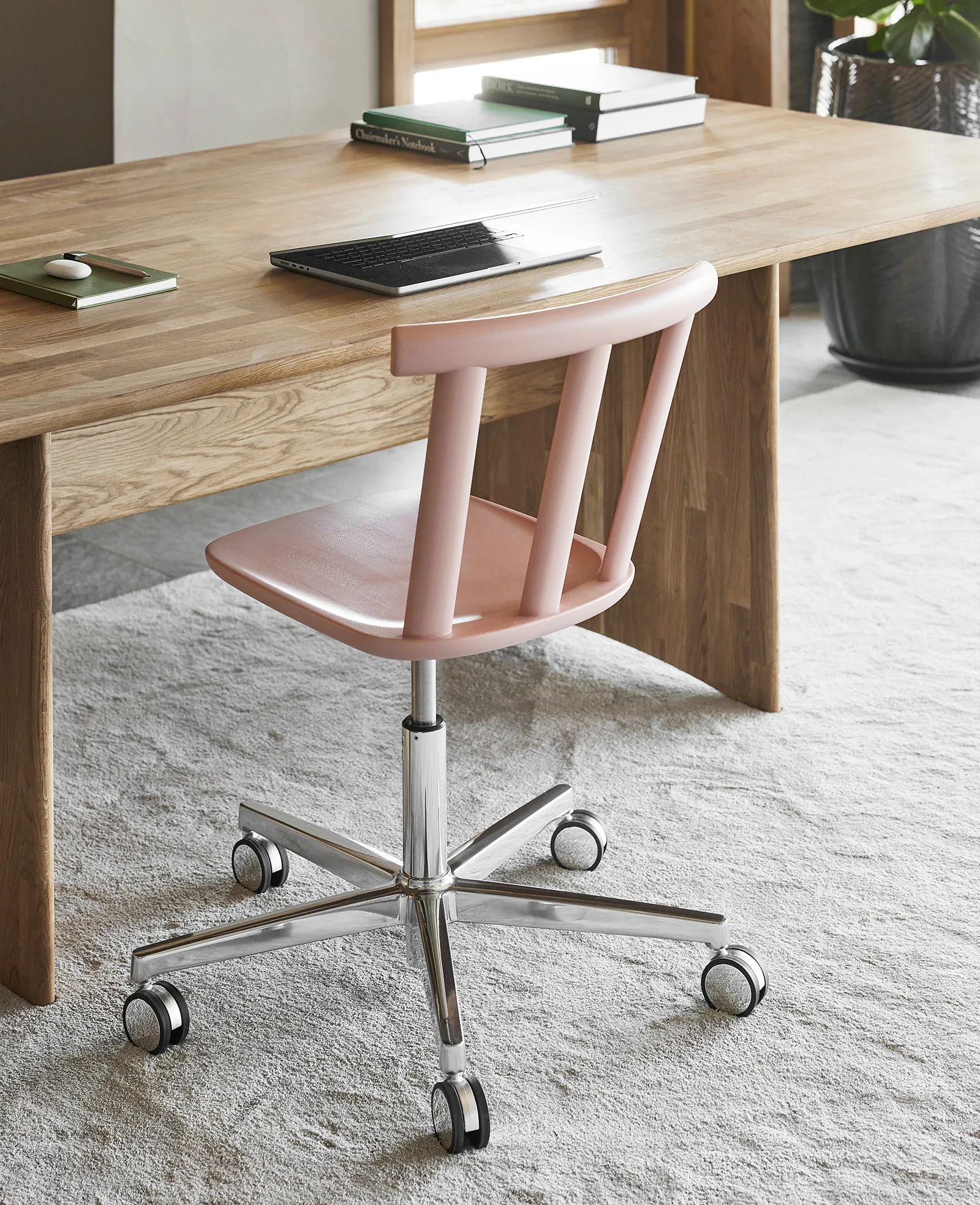 Alt chair swivel base upholstered seat birch, Vidar 4, 633 pink-mauve 27 Stolab