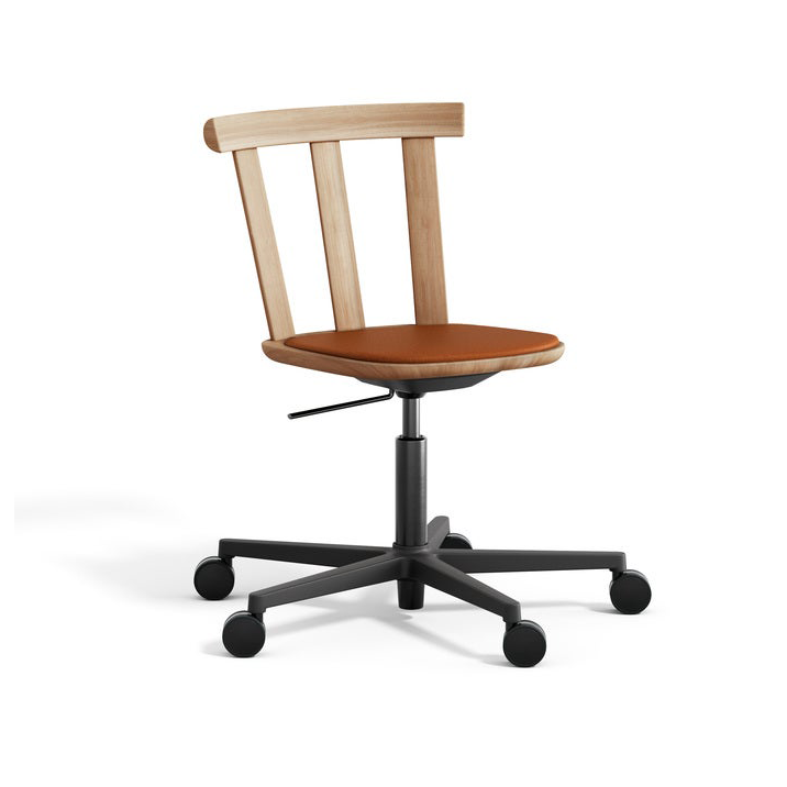 Stolab Alt chair swivel base upholstered seat oak Elmotique 43807-natural oil