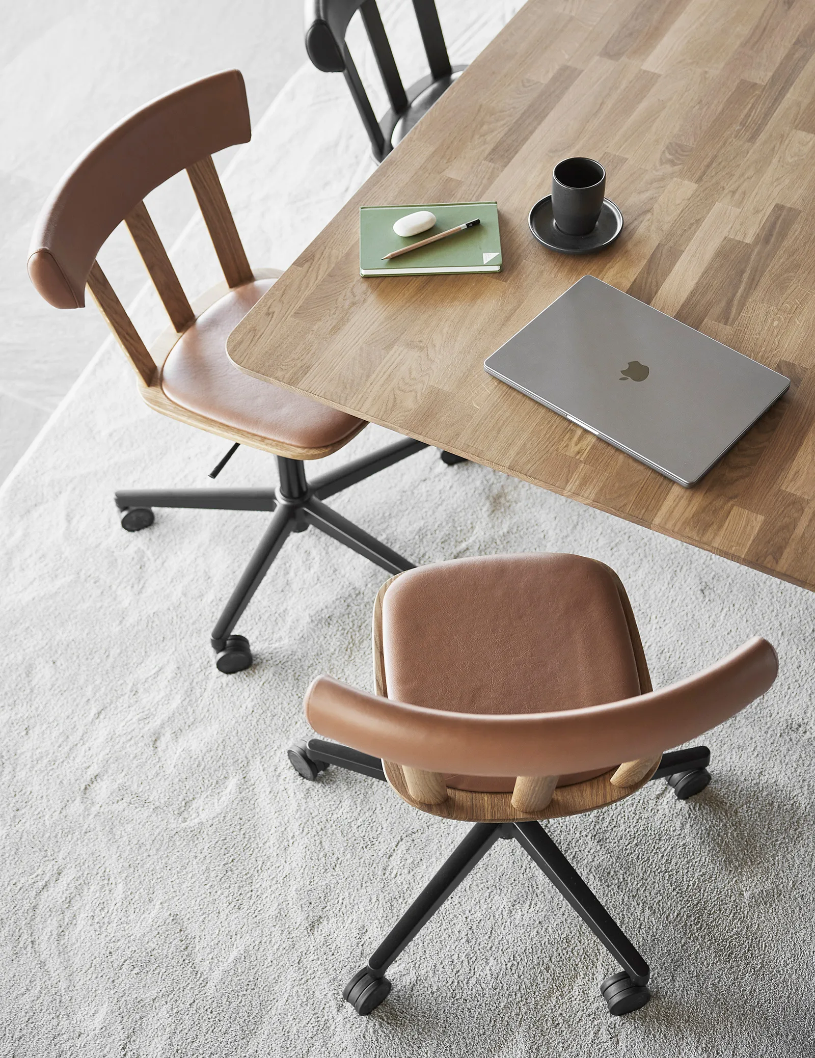 Alt chair swivel base upholstered seat oak, Elmotique 43807-natural oil Stolab