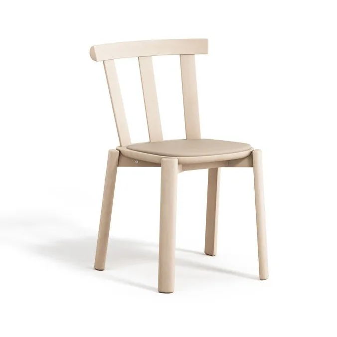 Stolab Alt chair upholstered seat birch Hallingdal 65-200 beige-light matte lacquer