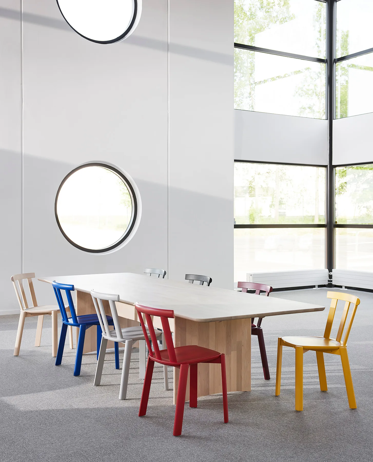 Alt table 90x320 cm birch, Light matte lacquer Stolab