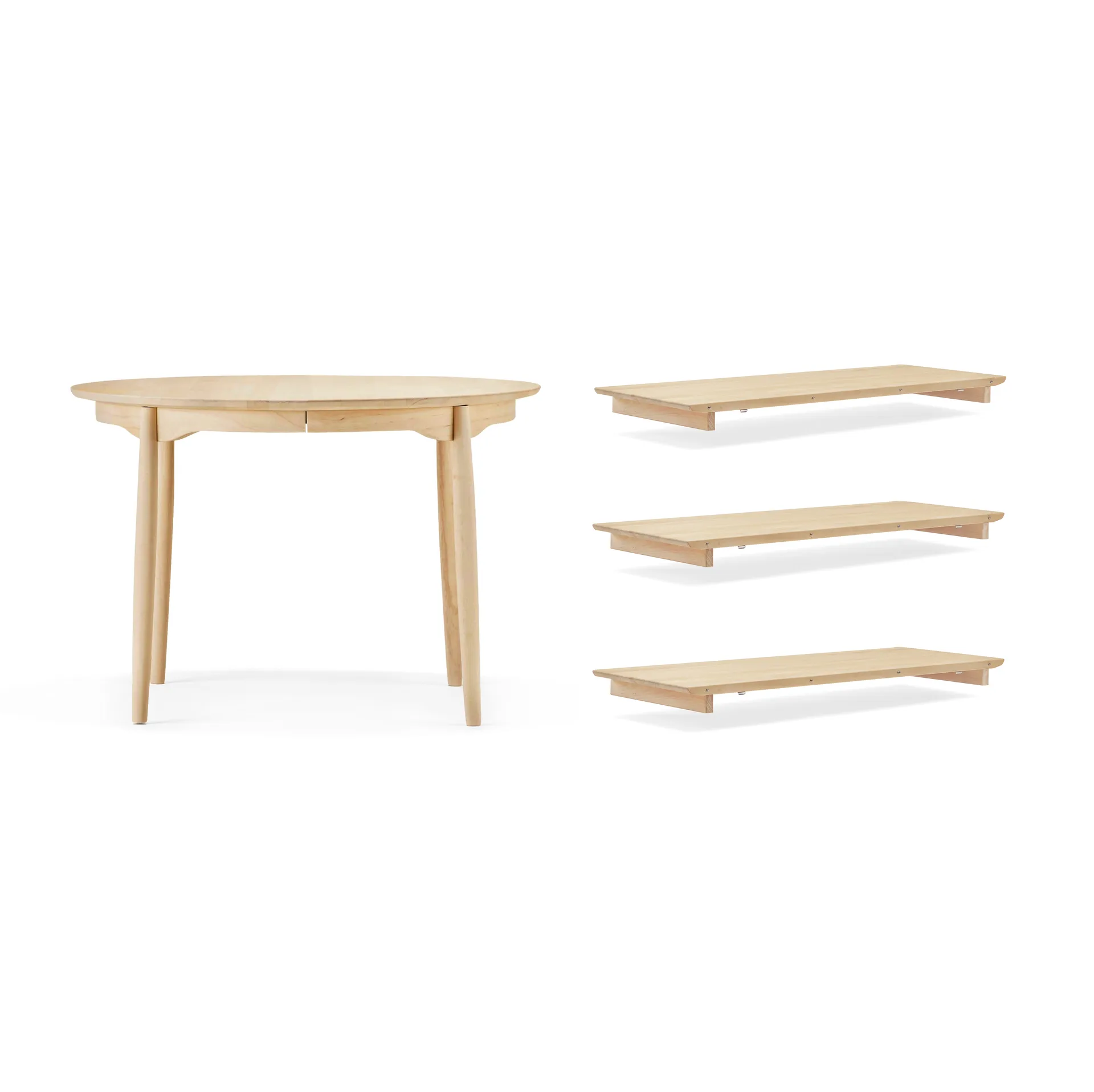 Carl dining table birch, Natural oil. 3 inserts + support leg Stolab