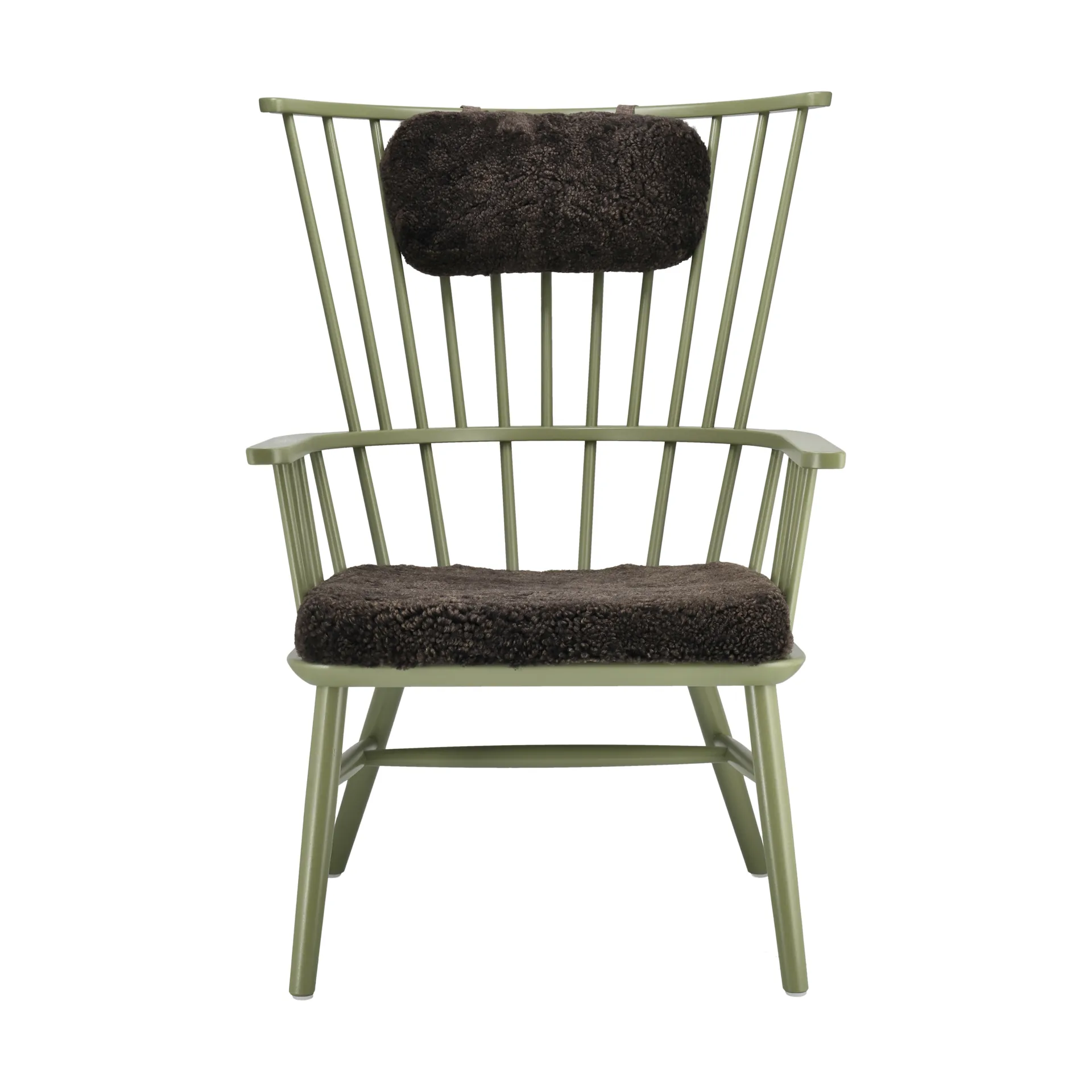 Henriette armchair cushion&headrest Olive green-Espresso Stolab