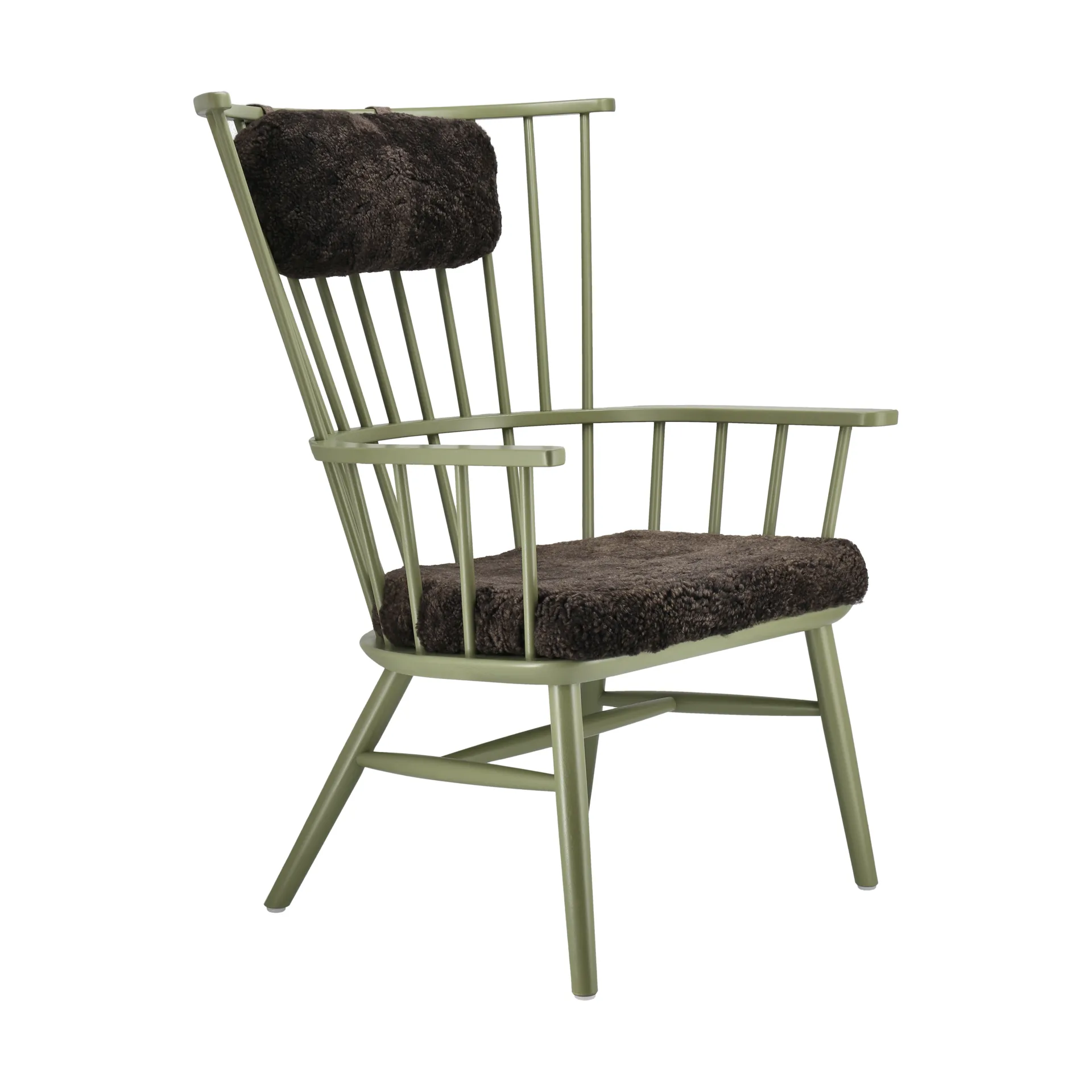 Henriette armchair cushion&headrest Olive green-Espresso Stolab