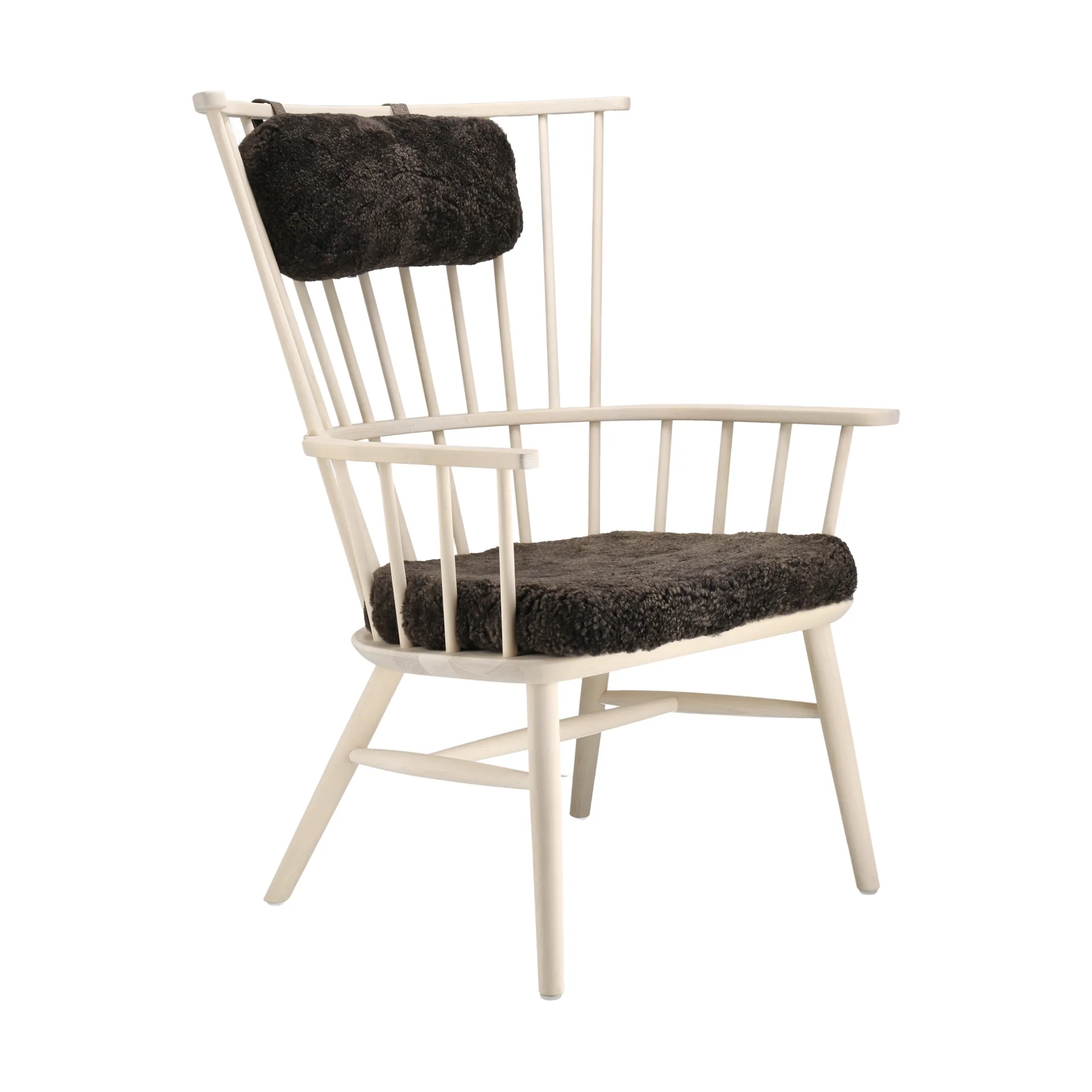 Henriette armchair cushion&headrest White oiled-Espresso Stolab