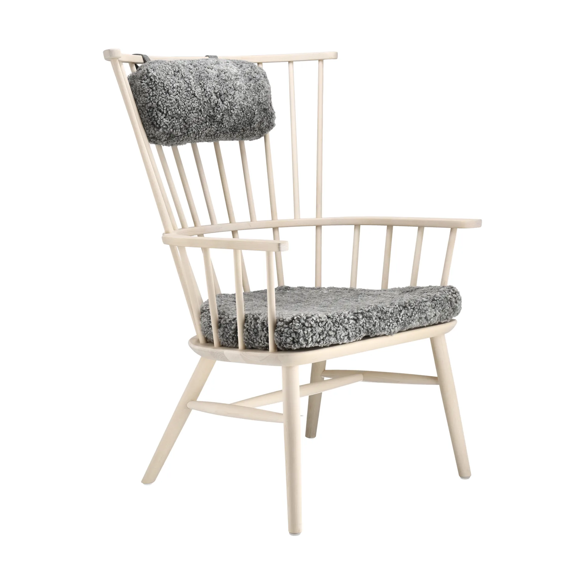 Henriette armchair cushion&headrest White oiled-Scand. grey Stolab
