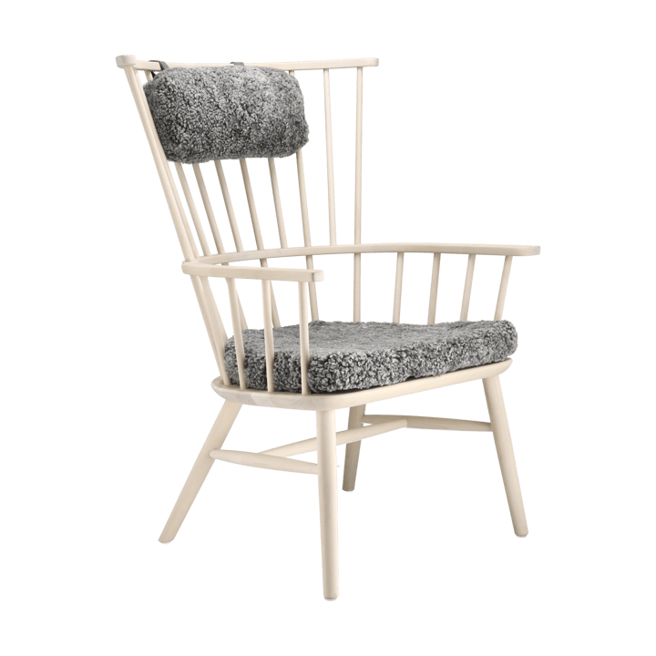 Henriette armchair cushion&headrest White oiled-Scand. grey Stolab