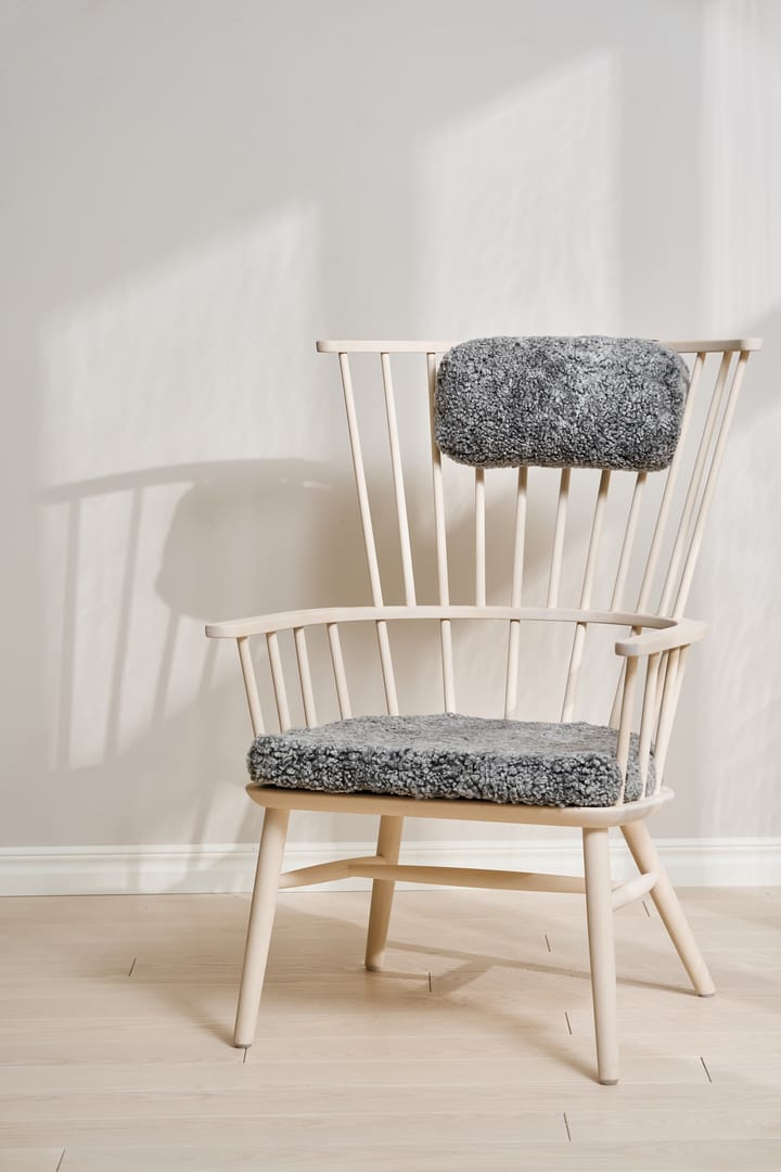 Henriette armchair cushion&headrest White oiled-Scand. grey Stolab