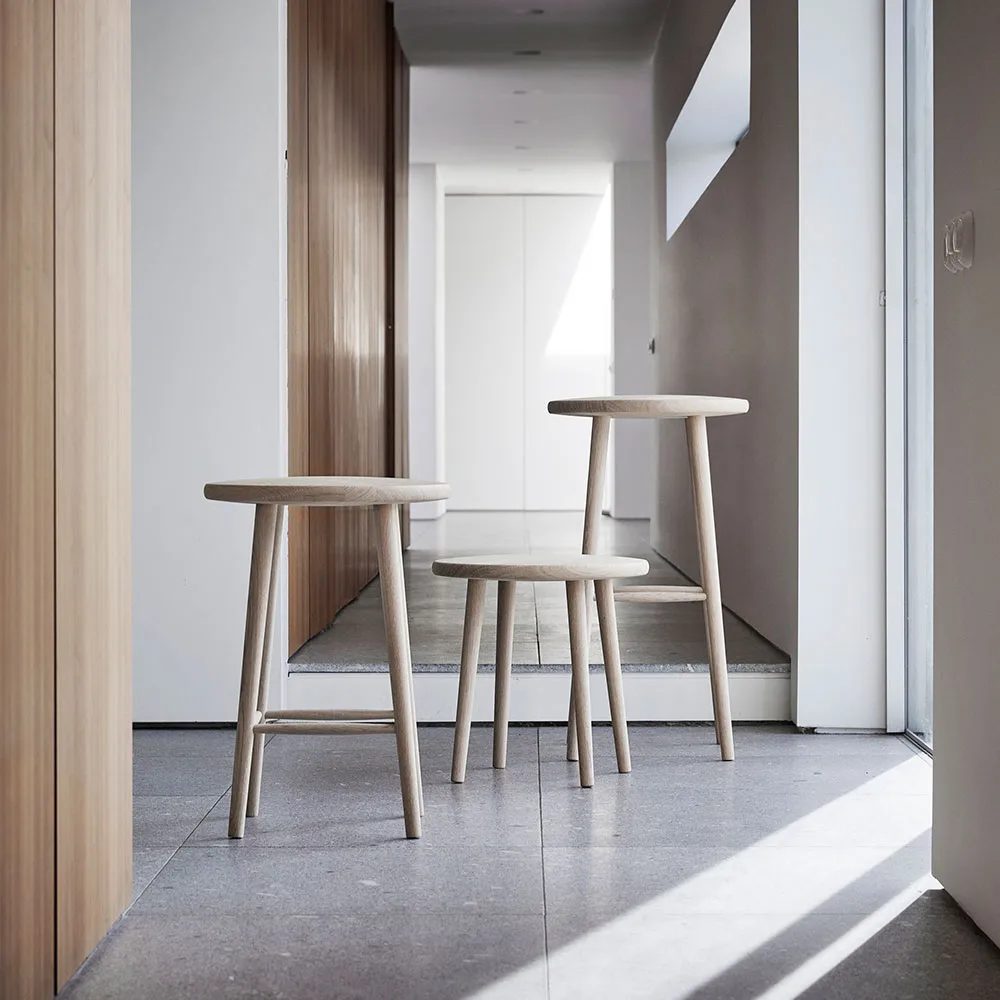 Miss Button round stool, Oak white oiled. low, Ø44x45 cm Stolab