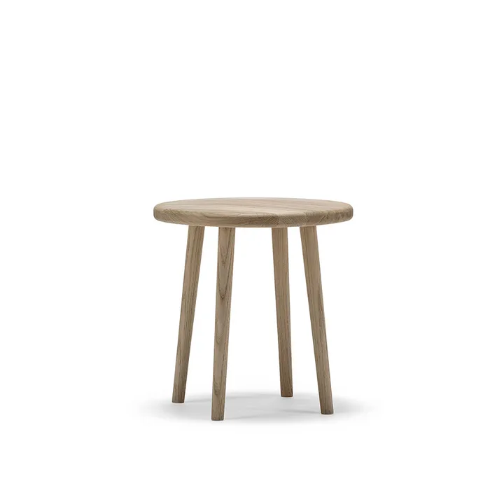 Miss Button round stool - Oak white oiled. low, Ø44x45 cm - Stolab