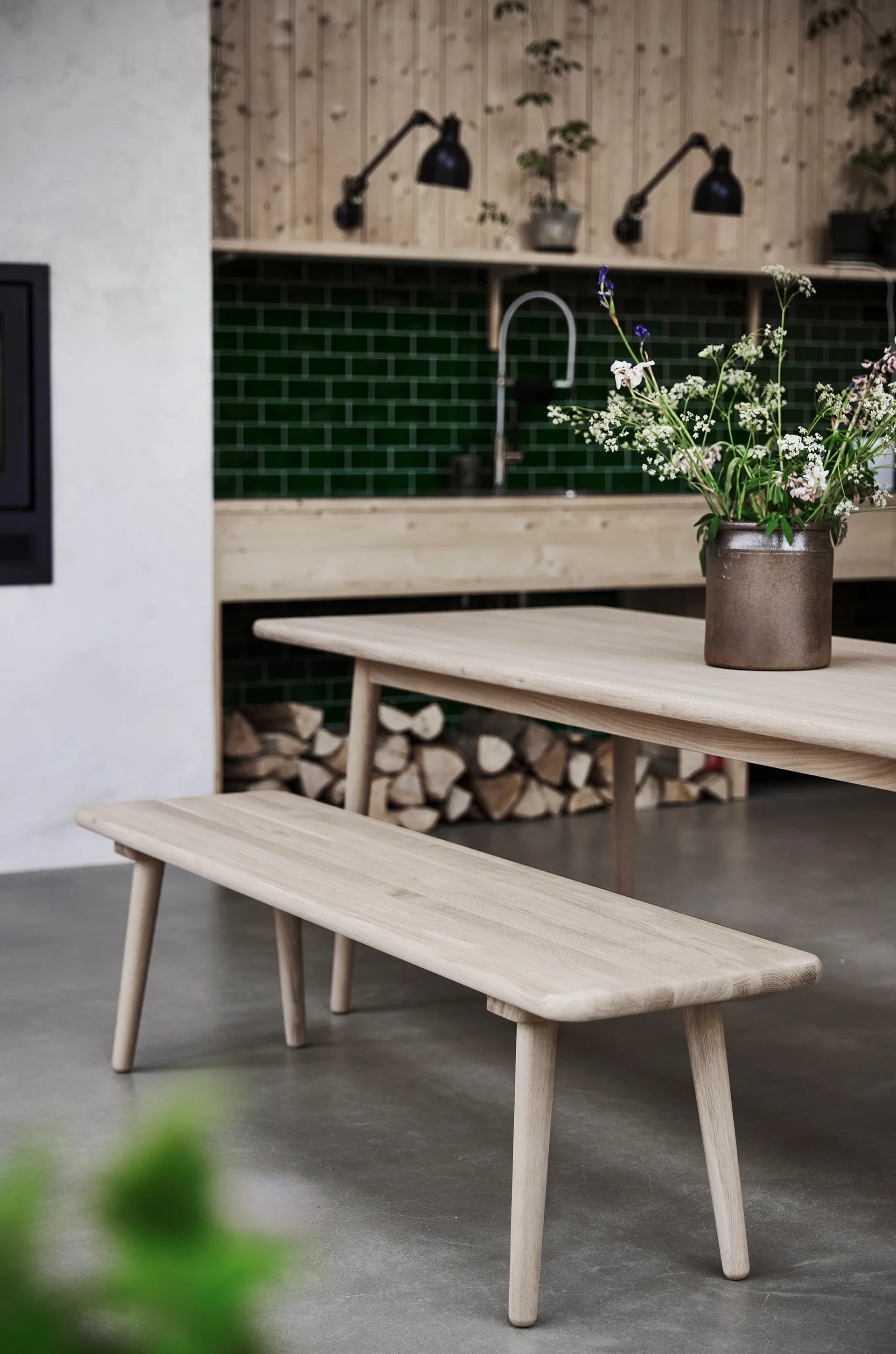 Miss Holly dining table. 175x100 cm, Birch white oiled Stolab