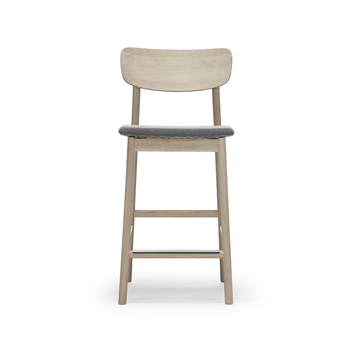 Prima Vista bar stool - Fabric blues 9202 brown/beige. white oil oak stand - Stolab