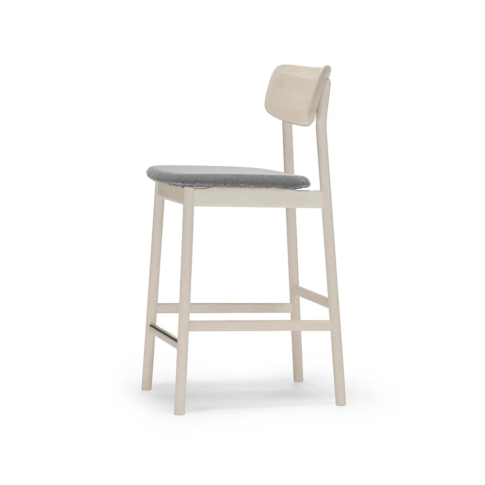 Prima Vista bar stool, Fabric blues 9202 brown/beige-white oiled birch stand Stolab