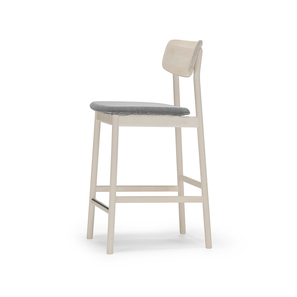 Stolab Prima Vista bar stool Fabric blues 9202 brown/beige-white oiled birch stand