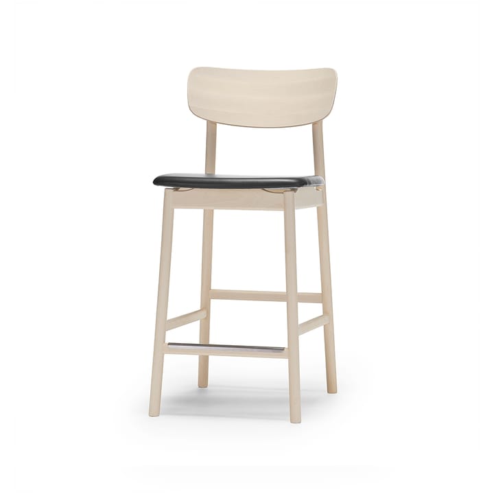 Prima Vista bar stool - Leather elmo black. lightt matt lacquered birch stand - Stolab