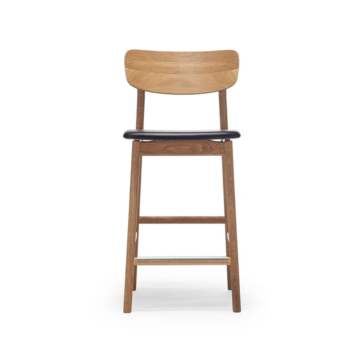 Prima Vista bar stool - Leather elmo black. natural oil oak stand - Stolab