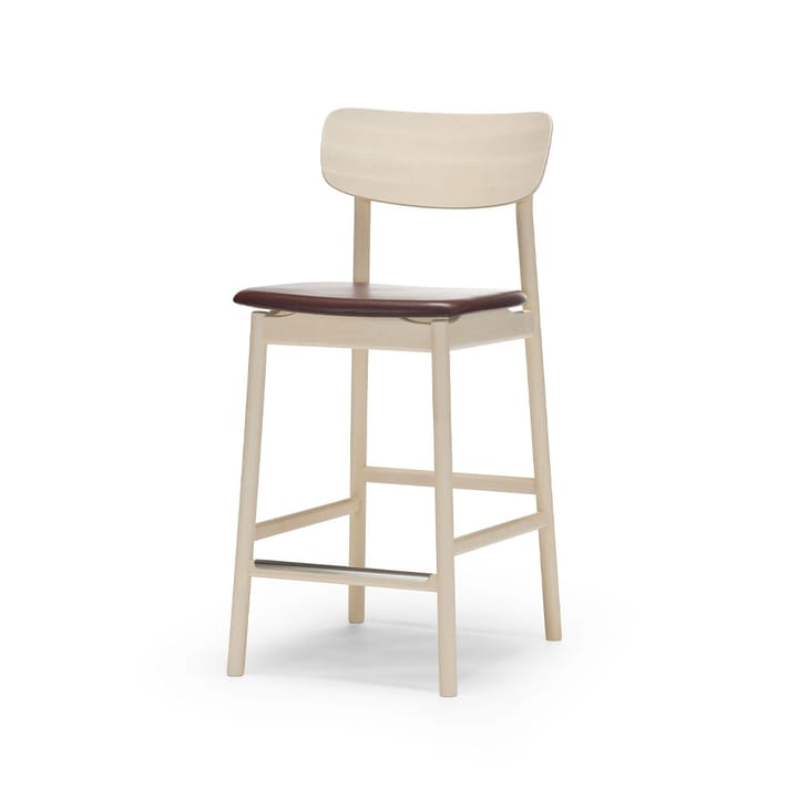 Prima Vista bar stool - Leather elmo darkbrown-lightt matt lacquered birch stand - Stolab