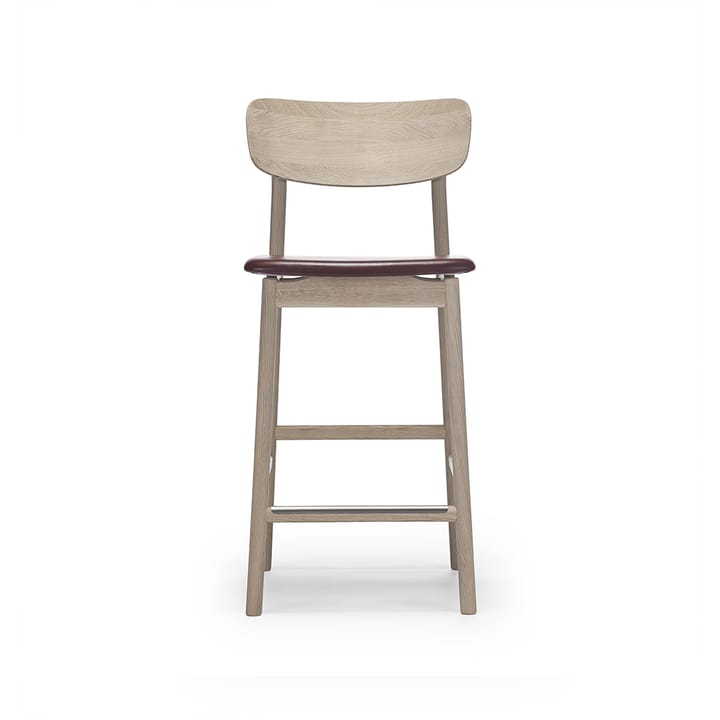 Prima Vista bar stool - Leather elmo darkbrown. white oil oak stand - Stolab