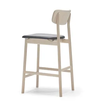 Prima Vista bar stool - Leather Elmosoft black-lightt matt lacquered birch stand, 65 cm - Stolab