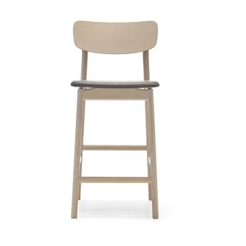Prima Vista bar stool - Leather Elmosoft darkbrown. white oil oak stand - Stolab