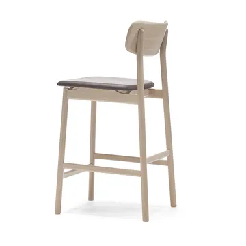 Prima Vista bar stool - Leather Elmosoft darkbrown. white oil oak stand - Stolab