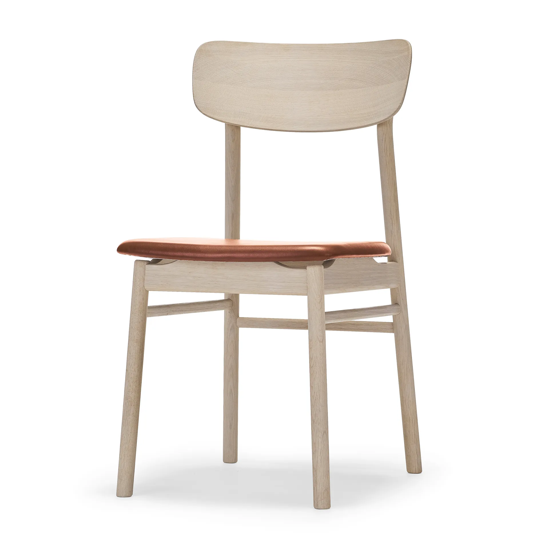 Prima Vista chair birch light matte finish, Elmotique leather 43807 cognac Stolab