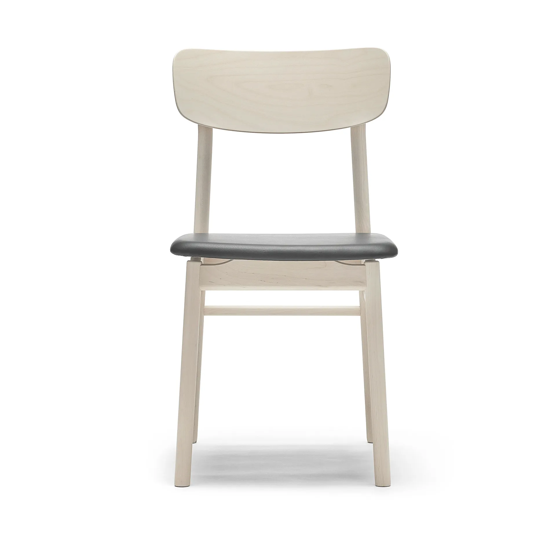 Prima Vista chair birch light matte finish, Leather Elmosoft VII 99001 black Stolab