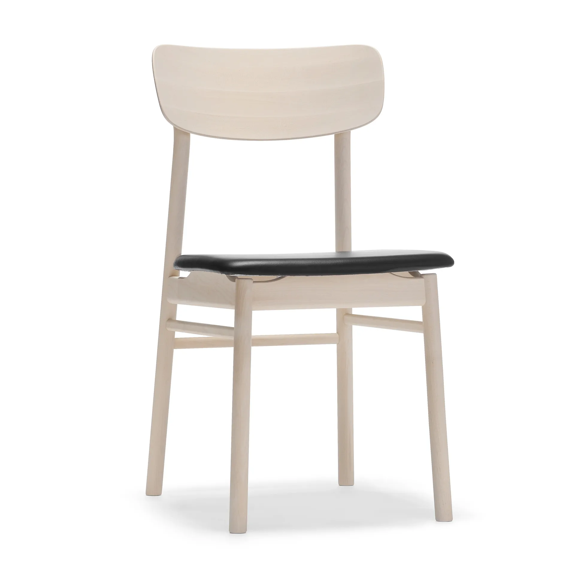 Prima Vista chair birch light matte finish, Leather Elmotique VII 99001 black Stolab