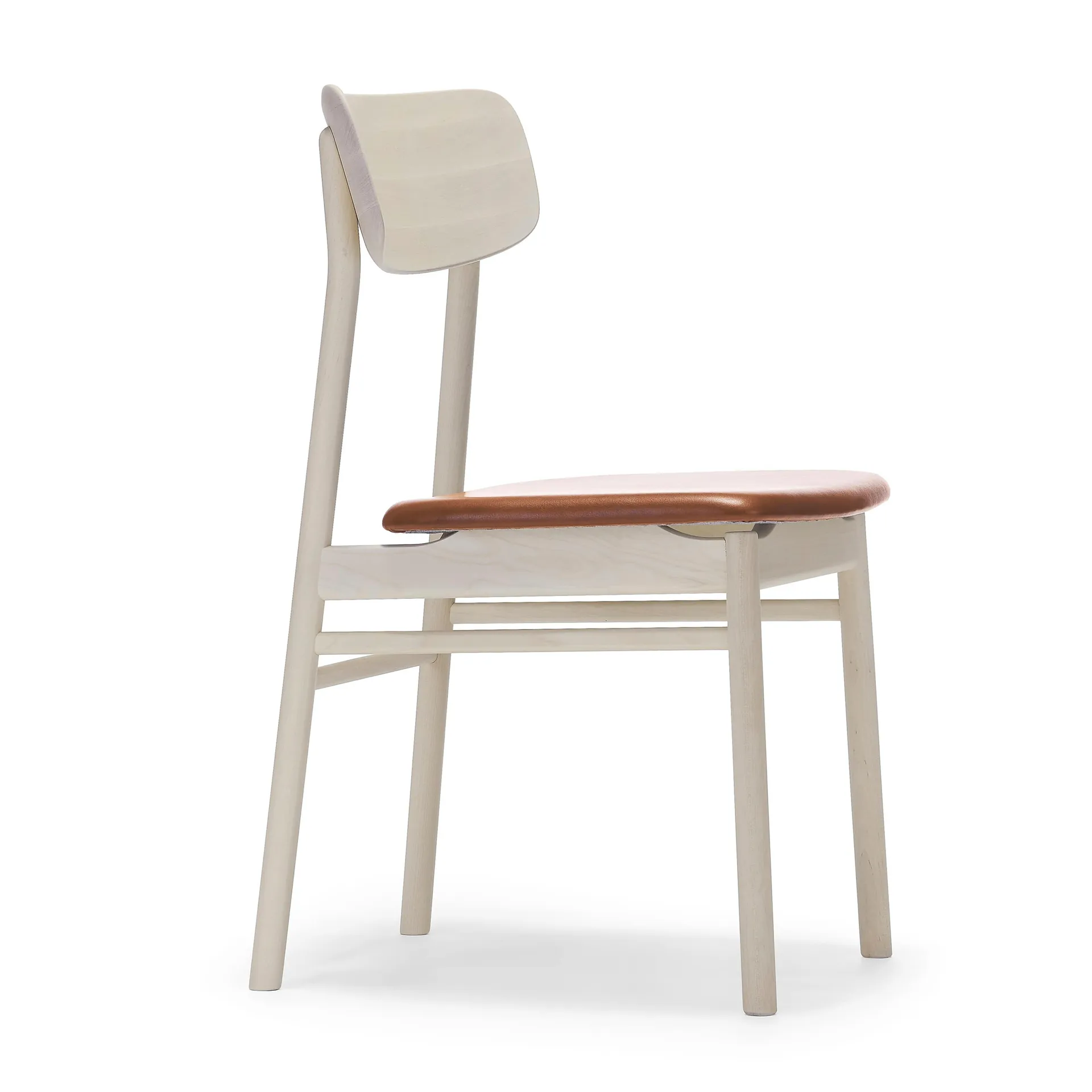 Prima Vista chair, Elmotique leather 43807 cognac-birch light matte finish Stolab