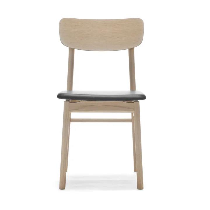 Prima Vista chair light matte lacquered oak - Leather Elmosoft 99001 black - Stolab