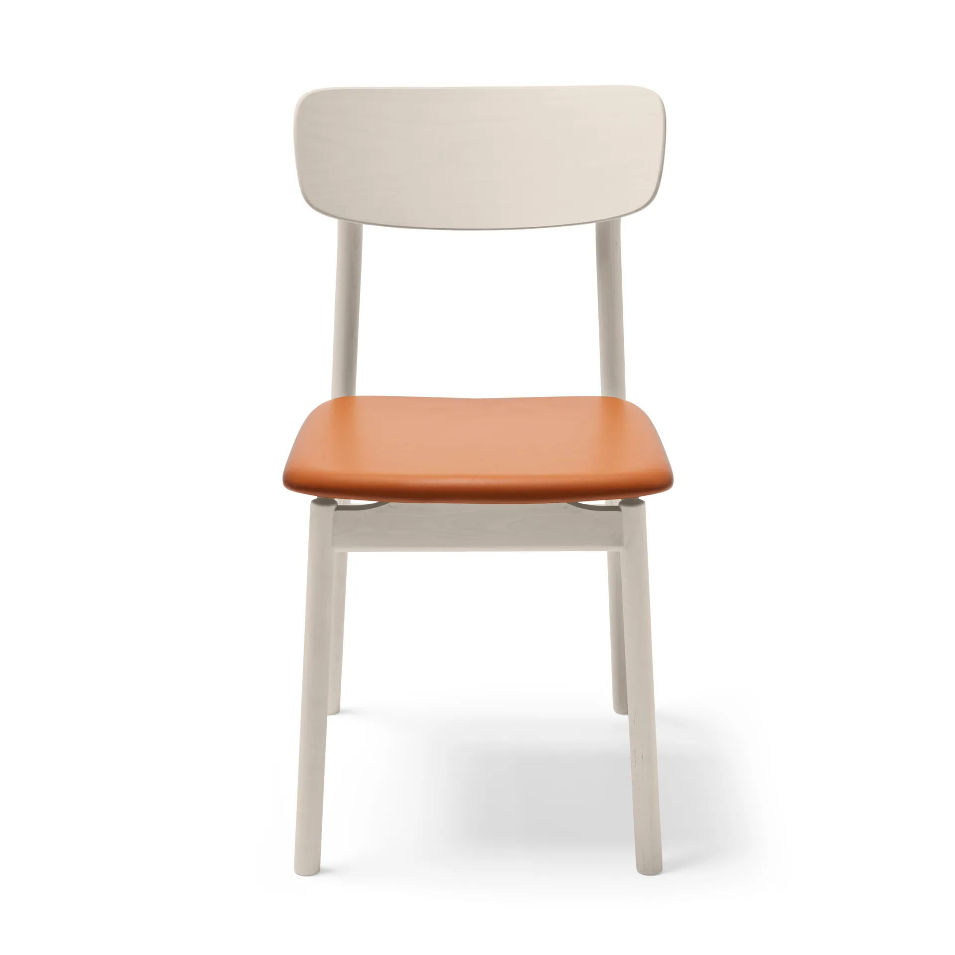 Prima Vista chair white-oiled birch, Leather elmotique 43807 cognac Stolab