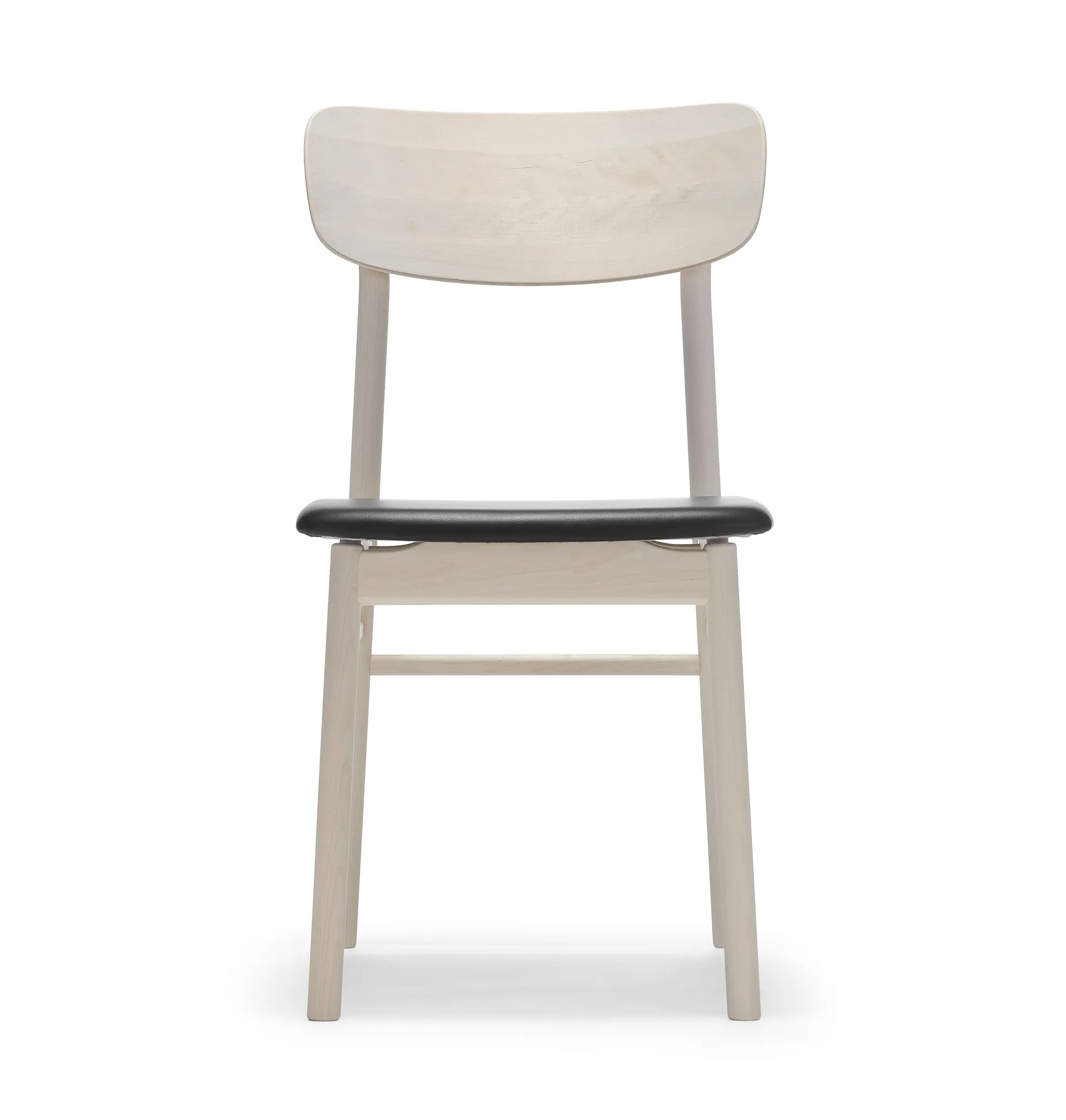 Prima Vista chair white-oiled birch, Leather elmotique 99001 black Stolab