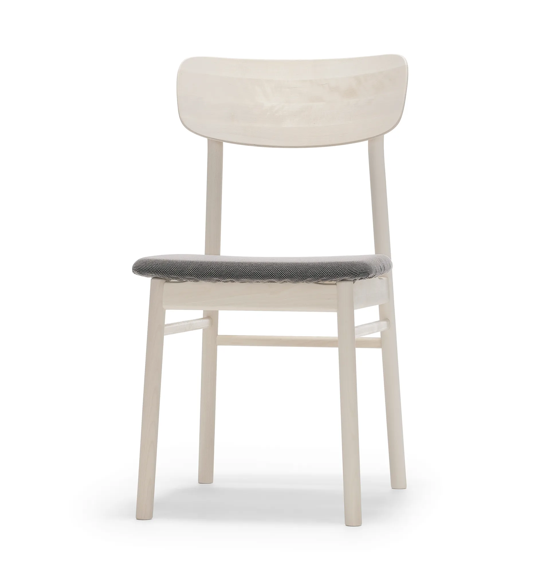 Prima Vista chair white-oiled birch, Textile blues 9202 brown-beige Stolab