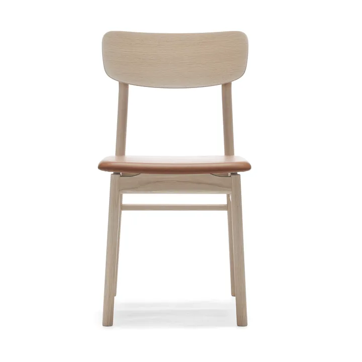 Prima Vista chair white-oiled oak - Leather Elmosoft 43807 cognac - Stolab