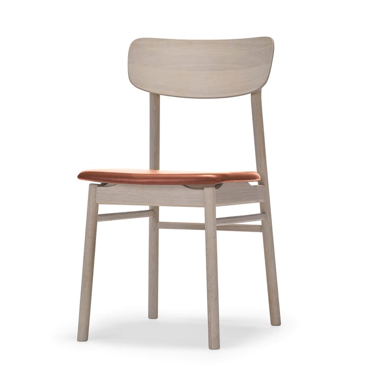 Prima Vista chair white-oiled oak - Leather elmotique 43807 cognac - Stolab
