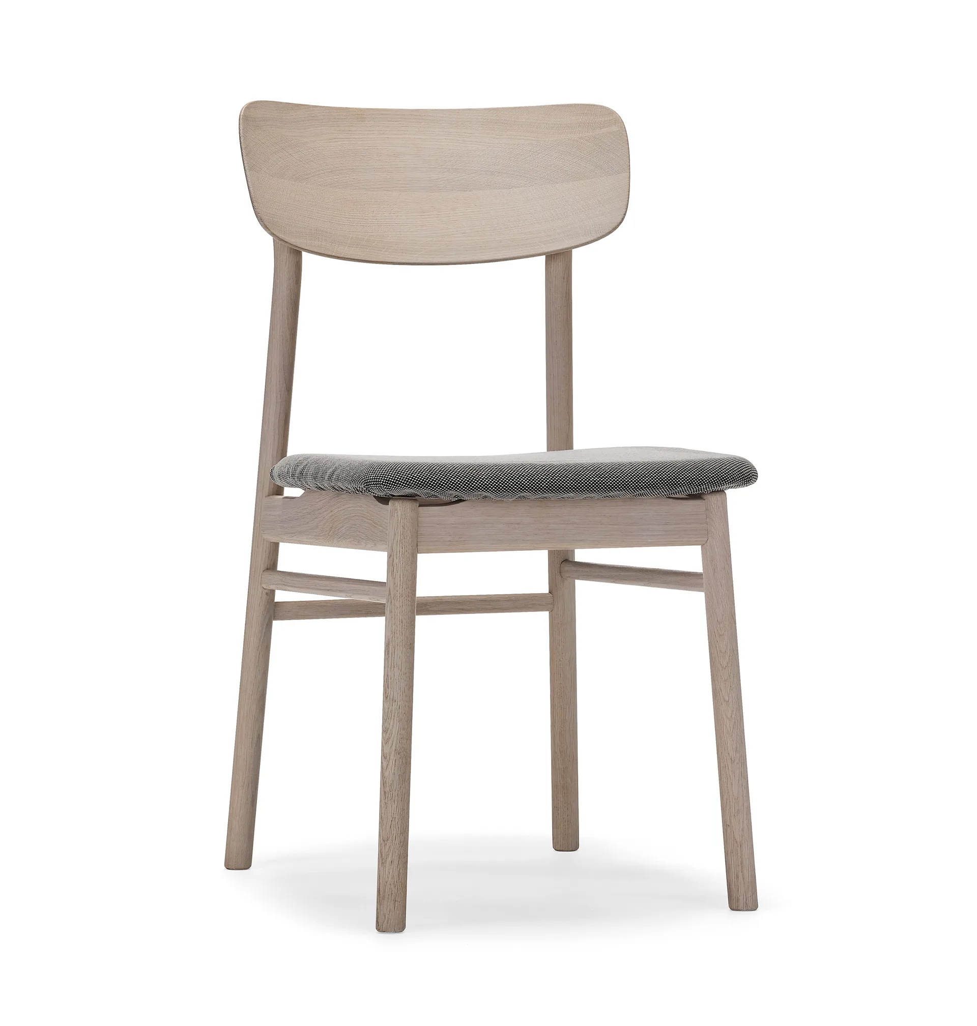 Prima Vista chair white-oiled oak, Textile blues 9202 brown-beige Stolab