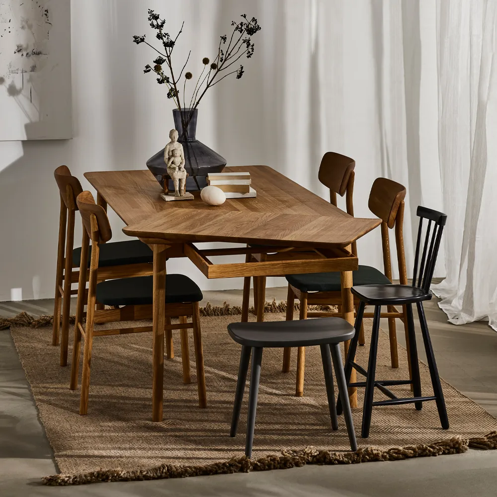 Prima Vista dining table, Oak natural oil-120cm-1 insert Stolab