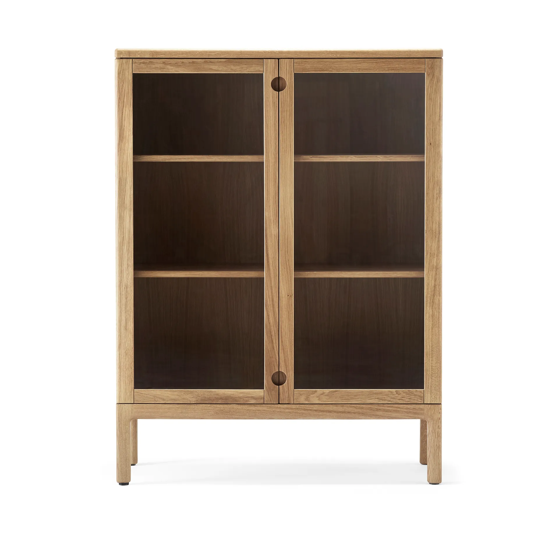 Prio cabinet high, Oak natural oil. glass door Stolab