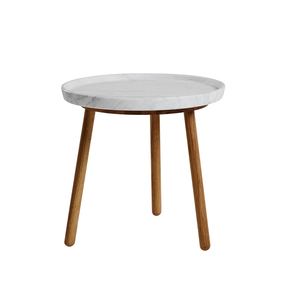Stolab Tureen nesting table Marble white. o52cm. natural oiled oak legs