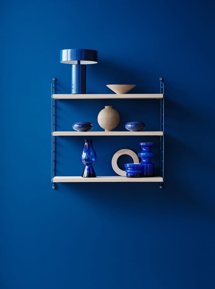 String 1949-2024 shelf Limited Edition 60x60x20 cm, Blue/white oiled pine String