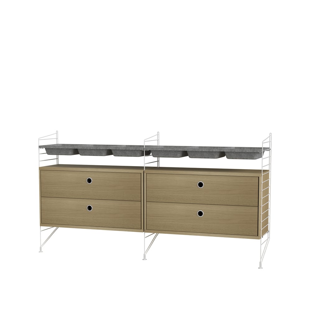 String bedroom oak & white - Combination G | Scandinavian Design | Beige