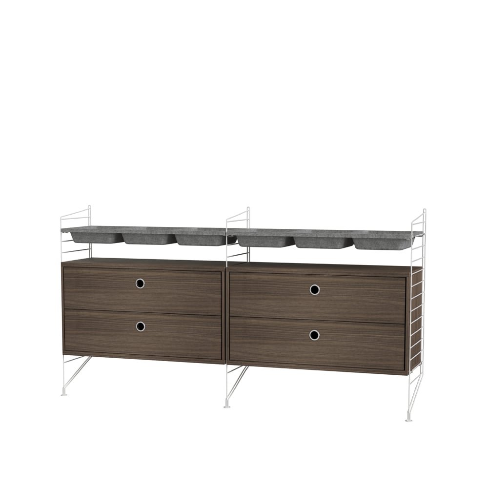 String bedroom walnut & white - Combination G | Scandinavian Design | Brown