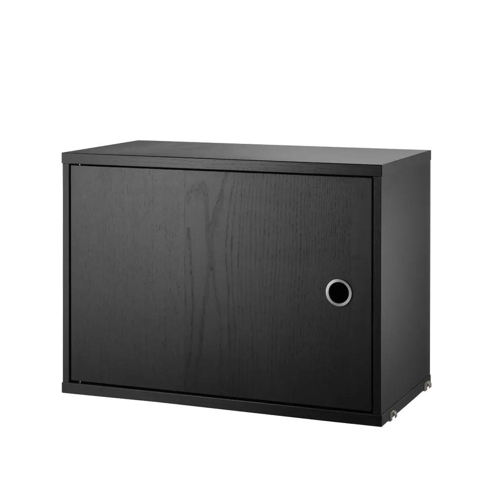 String cabinet with door Ash black stain, 58x30 cm | Scandinavian Design | Display & glass cabinets | Black