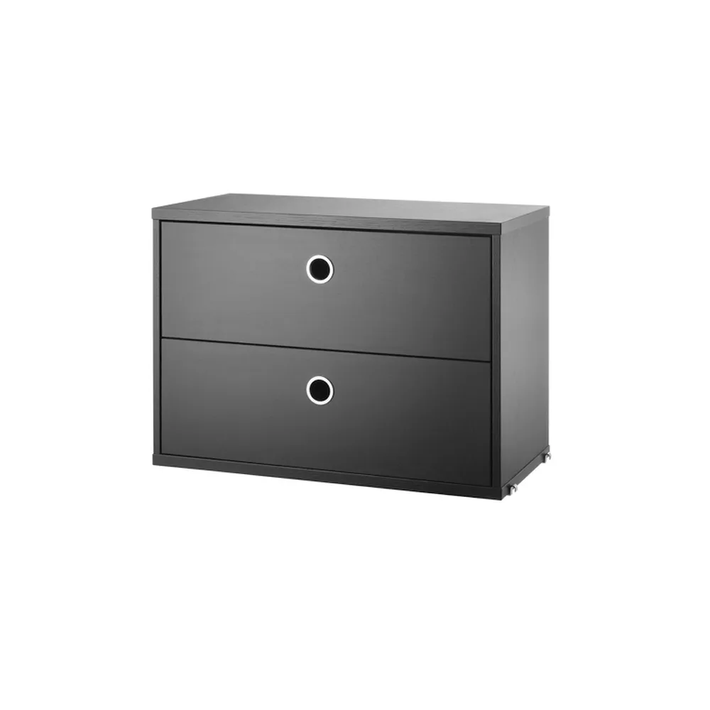 String cabinet with drawers, Ash black stain, 58x30 cm String