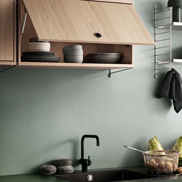 String cabinet with flip door - Ash black stain, 78x30 cm - String