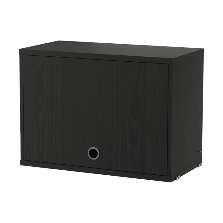 String cabinet with flip door - Black stained ash, 58x30 cm - String