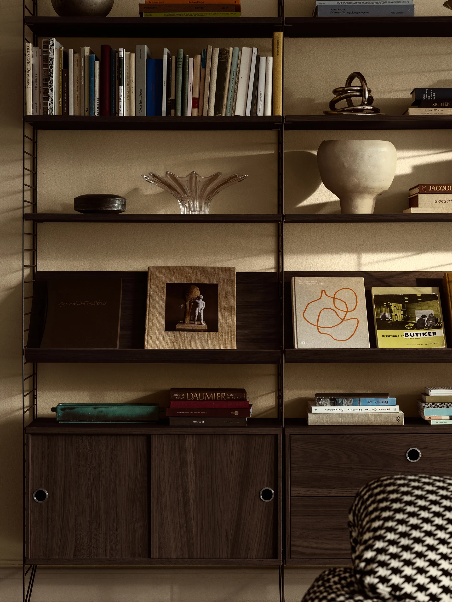 String cabinet with flip door, Dark oak, 58x30 cm String