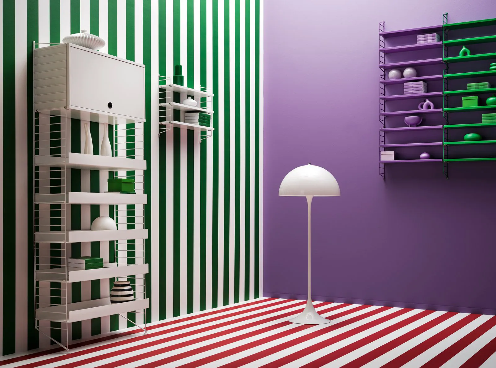 String cabinet with flip door, White, 58x30 cm String