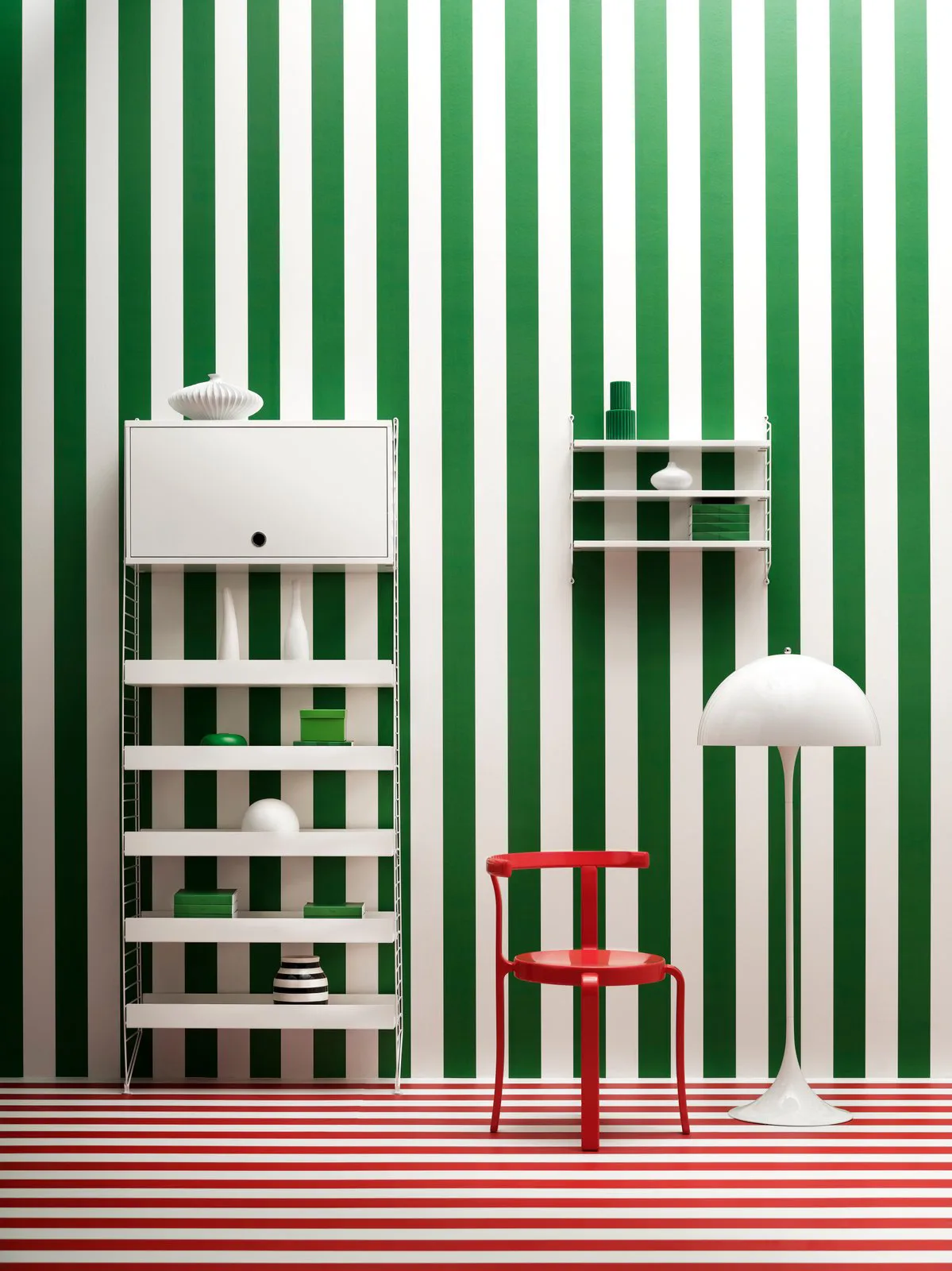 String cabinet with flip door, White, 58x30 cm String