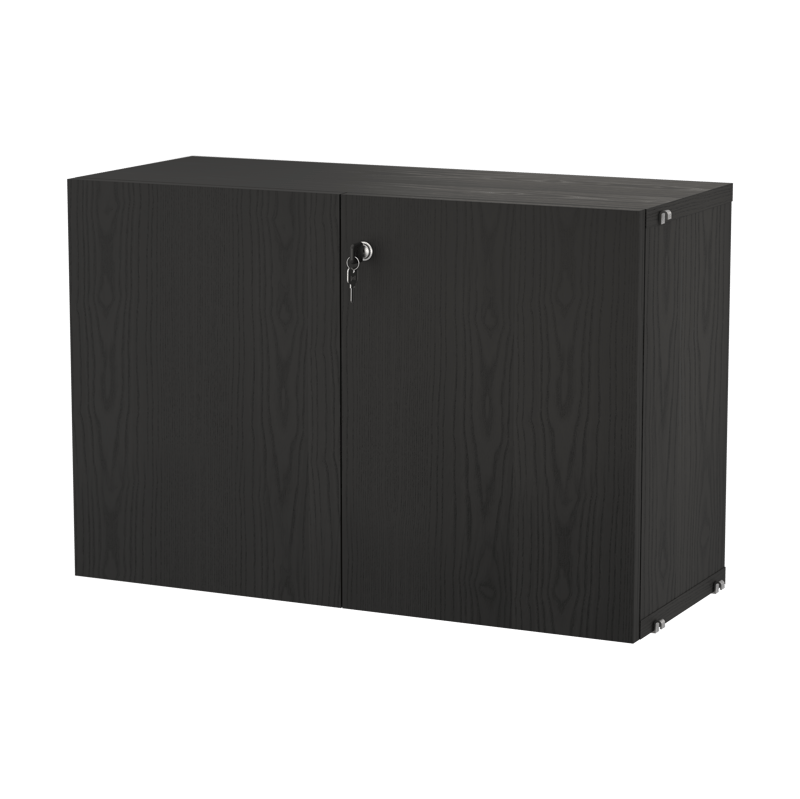 String String cabinet with lock Black stained ash